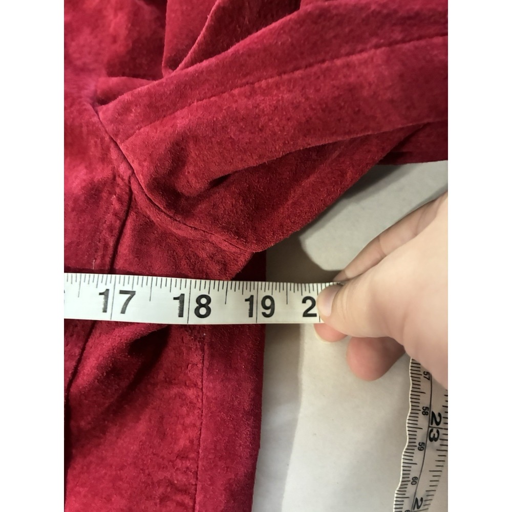 Vintage 90S ColdWater Creek 100% Suede Leather Full Zip Jacket Red Sz M Western - Picture 6 of 7
